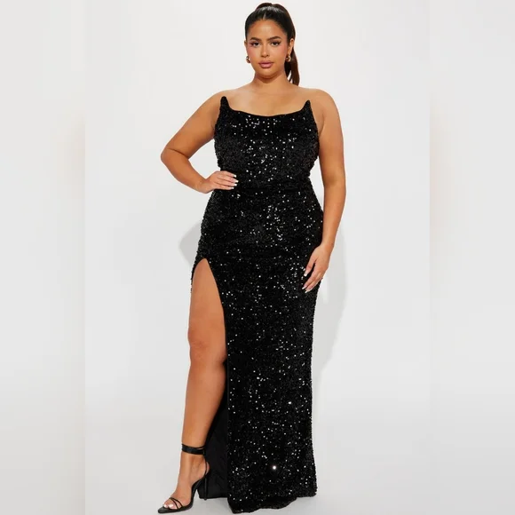 slim fit dress slacks Fashion Nova Black Sequin Strapless Sleeveless Mini Cocktail Gown Dres   Brie